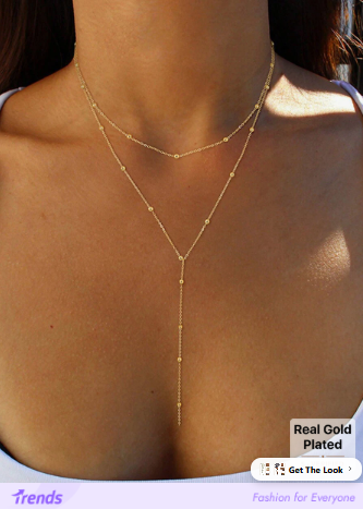 1pc Stainless Steel Double Layer Necklace, Long Pendant Necklace, Y-Shape Chain With Round Bead Pendant, Women's Daily Wear