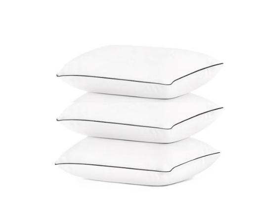 3 Piece Pack Black Edge Pillow - Single Piping Pillow 50x70cm 