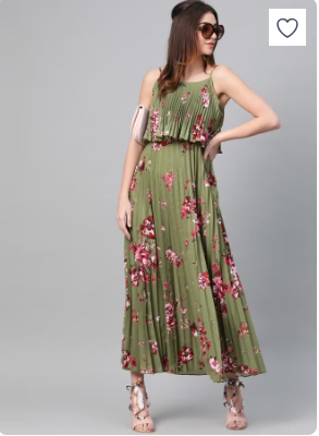 Olive Green & Pink Floral