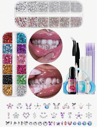 1 Set/54pcs Colorful Butterfly Shaped Tooth Jewelry Decoration Set With Box, Minimalist Elegant Tooth Accessories Set For Daily, Party, Holiday, Ball (Excluding Glue)