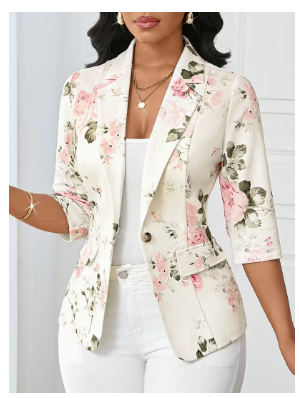 Women'S Lightweight Floral Print Blazer