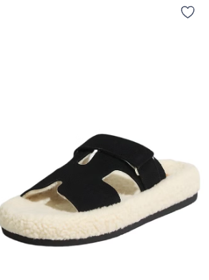 Monami Women’s Cozy Faux Shearling Slippers – Double Strap Vegan Slides with Soft Memory Foam, Non-Slip Sole & Open Toe – Indoor Fuzzy House Sandals for Lounge, Travel & Everyday Comfort