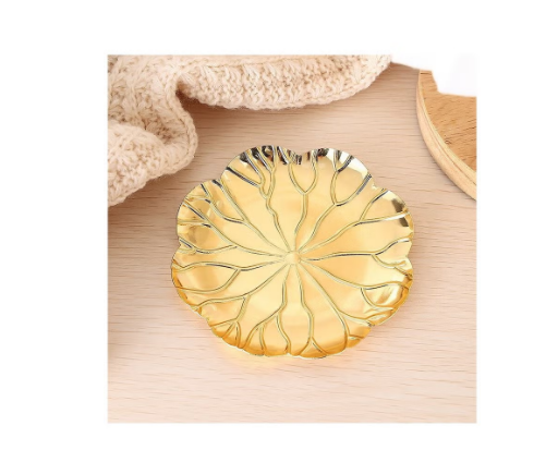Gold Plate Display Serving Platter Flower Shape Metal Serving Plate, Serving Trays for Fruit Desserts
