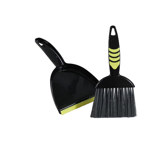 Mini Broom and Dustpan Set Hand Broom with Dustpan Portable Housekeeping Cleaning Tools for Desk, Counter, Sofa, Kitchen, Office, Nest (Black/Yellow)