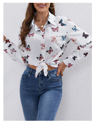 New Elegant and Fashionable Butterfly Print Shirt