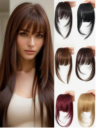 1pc Colorful Synthetic Clip-On Bangs, Natural Invisible Seamless Air Bangs And Sideburns Extensions, Suitable For Students And Daily Wear, Random Color (May Differ Slightly From Picture), Hair Accessory, Valentine's Day Hair Accessory Gift, Hair Slide, Ha