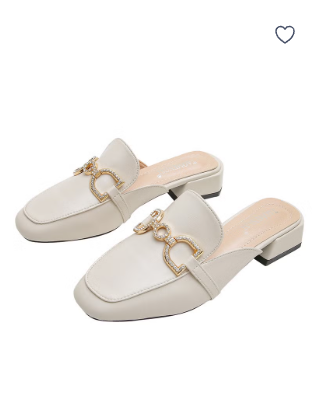 189-15 Huidong Yixinda Sandals Women'S Summer Lazy Half Slippers Rhinestone Horsebit Thick Heel Sandals Flats For Women