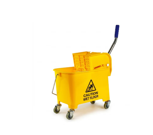 Mop Bucket & Wringer | 360-Degree Rotating Swivel Wheels | Double-Chambered | Suitable For Restaurants, Offices, Halls, Communal Spaces, Hotels, & Homes | 20 Liter Capacity | Yellow