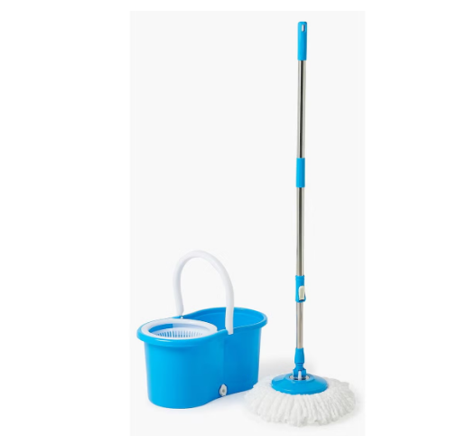 Floor Cleaning Quick Spin Mop With Bucket Blue/White 45.5x25.5x22cm