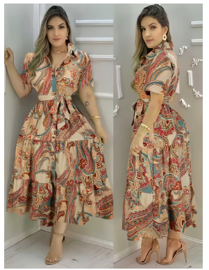 Women's New Elegant Tie Shirt Dress - Casual Dress