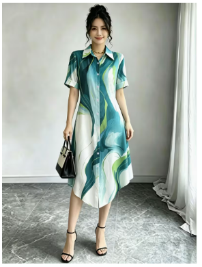 Women'S Fashion Summer New Short Sleeve Printed Dress