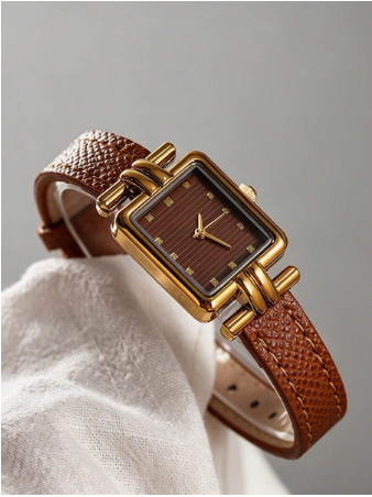 1pc Women's PU Leather Band Watch, Rectangular Small Dial, Retro British Style, Niche Luxury Fashion Quartz Watch, Suitable For Holidays, Parties, Weddings, Back To School, Christmas, Thanksgiving, Halloween, Easter And Other Occasions, Best Gift For Wome