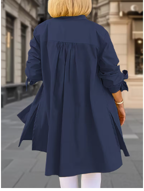 Plus Size, Extended New Style Fashion Plus-Size Women's Cuff Tie-Side Slit Loose Straight-Leg Elegant Style Dress