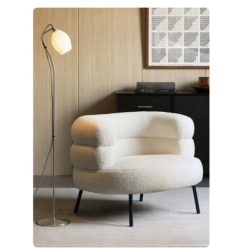 White Boucle Armchair Upholstered Armchair Lounge Chair Sofa Chair Dining Chair Makeup Chair for Bedroom Living Dining Retail H71xW76xL60 cm