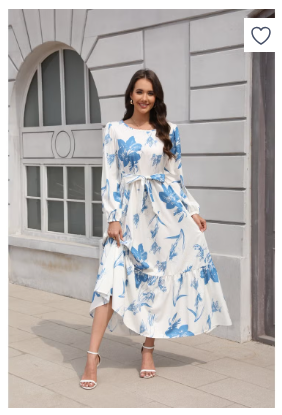 Maxi Dresses for Curvy Women Casual 3/4 Sleeve