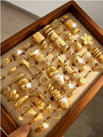 20/6pcs Vintage Elegant Bohemian Minimalist Style Gold Layered Rings Set, Includes Flower, Asymmetrical Geometric, Faux Pearl Designs, Suitable For Women's Daily, Festival, Party, Date, Wedding Wear (Random Delivery)
