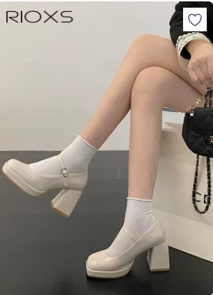 Women's High Heeled Shoes, Retro Square Toe Platform Chunky Heels, Lady's Block Heel Mary Janes Shoes, Trendy Strappy Dress Shoes for Women, 8cm Heels Pumps Shoes for Wedding/ Party/ Work/ Daily Wear, Womens Dressy High Heel Shoes, White Ladies Heels