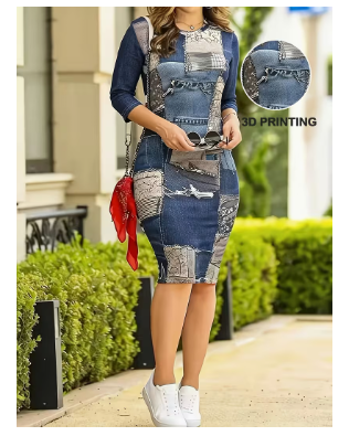 Printed Dress - Not Denim Fabric