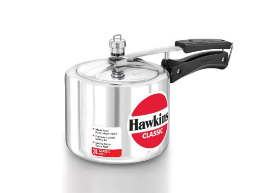 3.0Liters Classic Aluminium Tall Pressure Cooker With Inner Lid(CL3T), Silver Silver