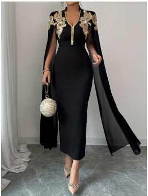 Elegant And Graceful Women'S V-Neck Heavy-Duty dress