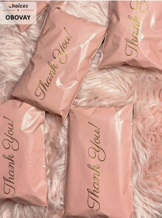 20/50/100PCS Exquisite Pink 'Thank You' Gift Bag, Self-Adhesive Waterproof Sealing Design, Courier Bag New Material Thickening Punching Bag, Pink Packaging Bag Self-Adhesive Bag, Waterproof Bag Courier Bag, Thickening Logistics Courier Packaging Bag, Mail