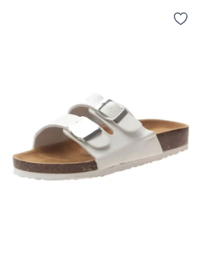 Slip On Flat Sandals White/Brown