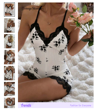 CottageSlumber Women Lace Patchwork V-Neck