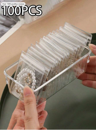 100pcs Pvc Transparent Resealable Jewelry Bags With Ziplock,Anti-Oxidation,Prevents Tarnishing,For Storing Earrings, Necklaces, Jewelry, Small Gift, Accessory Party Favor Pouches Back To School