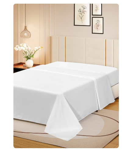 100% Pure Egyptian Cotton Flat Sheets Super Soft Premium 800 High Thread Count Hotel Quality Cotton Soft & Comfort, Fade & Wrinkle Resistant Flat Bed Sheets Bedding White