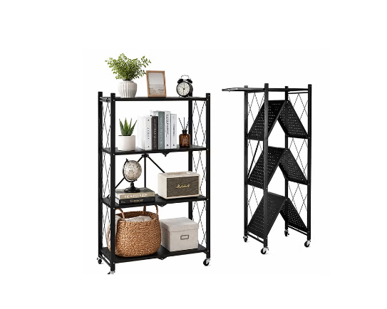 Foldable Storage Rack Metal Black 126x71x35cm