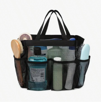 1pc Portable Mesh Shower Tote Bag, 8 Pockets Large Capacity Shower Caddy Handbag, Quick Dry Hanging Toiletry Bag, Suitable For College Dorm, Gym, Cruise, Bathroom, Camping, Travel, Beach, Swimming, Storage Bag, Travel Toiletry Bag, Portable Toiletry Bag, 