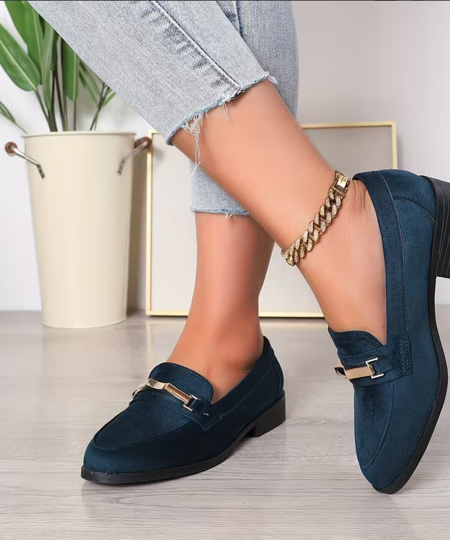 Women' Large Size Round-Toe Loafers - British Vintage Slip- Shoes with Breathable TPR Sole & Soft