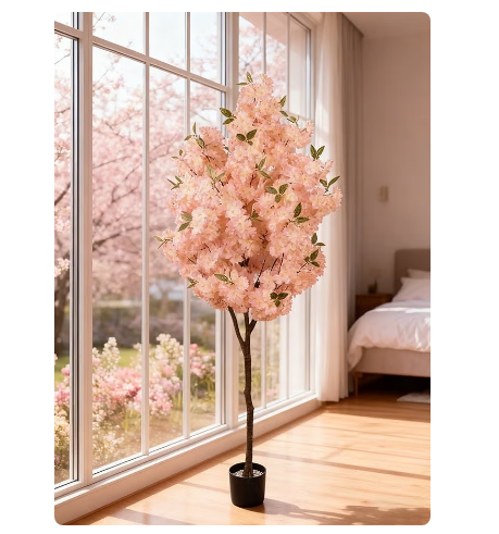 180cm High-Fidelity Simulation Cherry Blossom Tree – Realistic Pink Cherry Blossom Decorative Plant, Suitable For Garden And Horticultural Decorations, Ideal For Home, Office, And Wedding Décor.