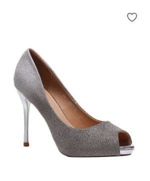 Slip-On Peep-Toe Pumps Silver