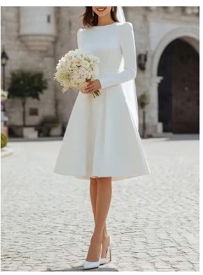 Elegant A-Line Evening Gown Wedding Season Long Sleeve Satin Dress Exquisite High-Quality Sexy Prom And Party Dress