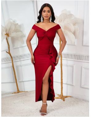 Elegant Off-Shoulder -Neck Dress