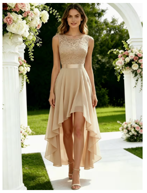 Light Luxury High-End Niche Evening Dress Temperament Premium Short-Front Long-Back Dress
