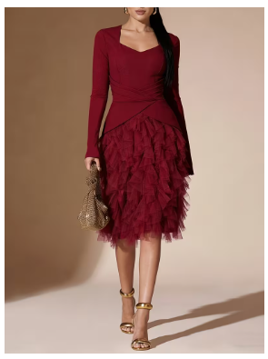Women'S Fashion Dress Burgundy