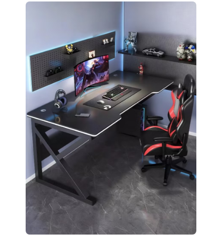 120cm Gaming Desk – Ergonomic K-Frame, Large PC Table for Gamers & Home Office – Smooth Black | Easy Assembly, Space-Saving Design