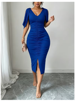 New Spring/Summer Fashionable and Elegant Solid Color V-Neck