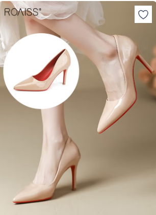 Women's Patent Leather High Heels Pointed Toe Patent Leather Design Temperament Heels for Party Wedding and Formal Events Luxury Fashion Shoes Lightweight Soft and Comfortable Beige