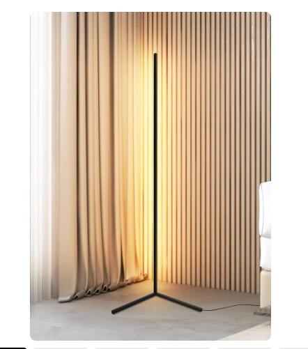 Modern Warm White LED Floor Lamp – 20W Smart Standing Corner Lamp for Living Room, Bedroom – Minimalist White Light – Ambient Lighting for Home Decor (Black - Warm White)