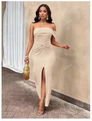 Sexy Off-Shoulder Asymmetrical Neckline Bodycon Dress