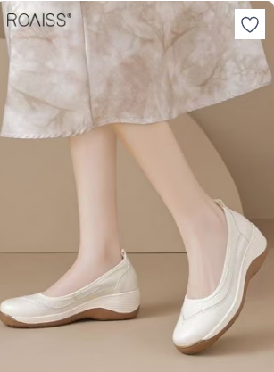 Women's Soft-Soled Comfortable Non-Slip Loafers Casual Daily Wear Breathable Slip-On Shoes with Added Height, Solid Color Round Toe Flats for Commuting, Shopping and Leisure Activities Beige