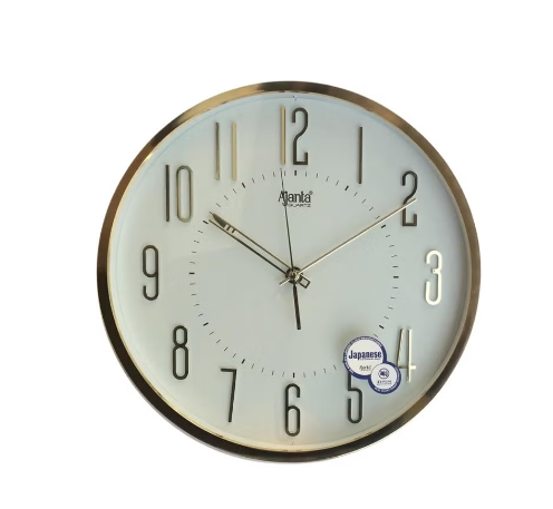 Ajanta 30.3 cm White Abstract Round Wall Clock | Silent Quartz Movement | Plastic Frame | Home & Office Décor | AA Battery Included