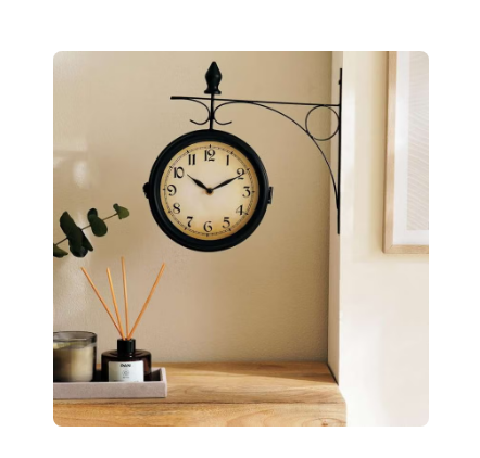 Medlar Double Sides Railway Clock 33x9x33.5cm - Black