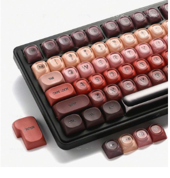 Wine Red Foundation Liquid Keycaps Woting Dye-Sublimation 138 Keys Original Height Customized Mechanical Keyboard Keycaps Compatible With 104/98/87/75/68/61 Keys DIY Keyboard Customized Keycaps They Are Very Suitable As Gifts For Friends Customized Keycap