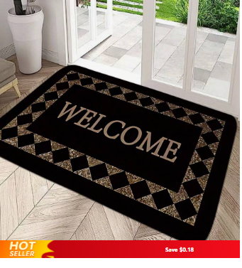 1pc Black Background Letter Slogan Art Signature Text Welcome Doormat, Machine Washable Indoor Entry Carpet, Modern Simple Non-Slip Absorbent Quick-Dry Mat, Suitable For Front Door, Living Room, Bedroom, Balcony, Multiple Styles And Sizes Available