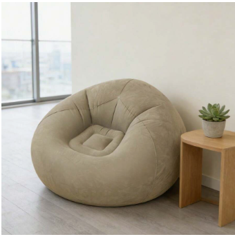 1pc Inflatable Spherical Sofa, Flocked Surface Slouchy Sofa, Bedroom Living Room Game Room Resting Furniture Beanbag Chair (Without Filler), Inflatable Recliner Stool, Foldable Portable, Comfortable And Durable, Suitable For Indoor Outdoor Room Bedroom Re