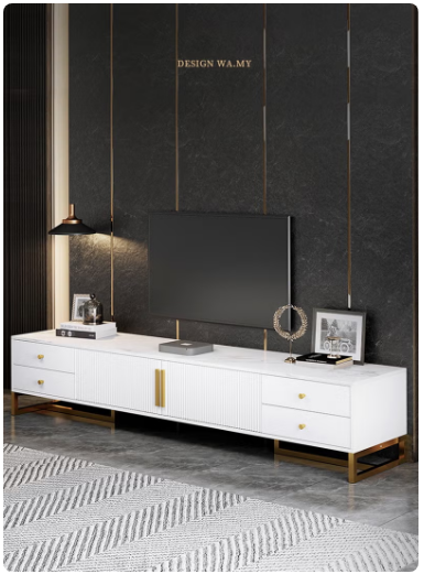 Luxury-Style Tv Cabinet, Scandinavian-Style Living Room Furniture, Living Room Tv Stand, Tv Furniture, Double-Door Four-Drawer Combination Storage Cabinet, 160*30*40cm